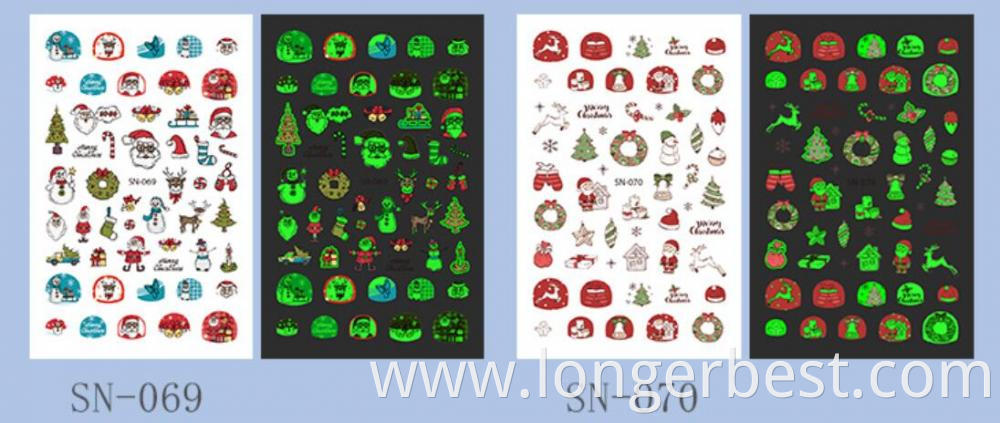 Xmas Luminous Nail Sticker4 Jpg